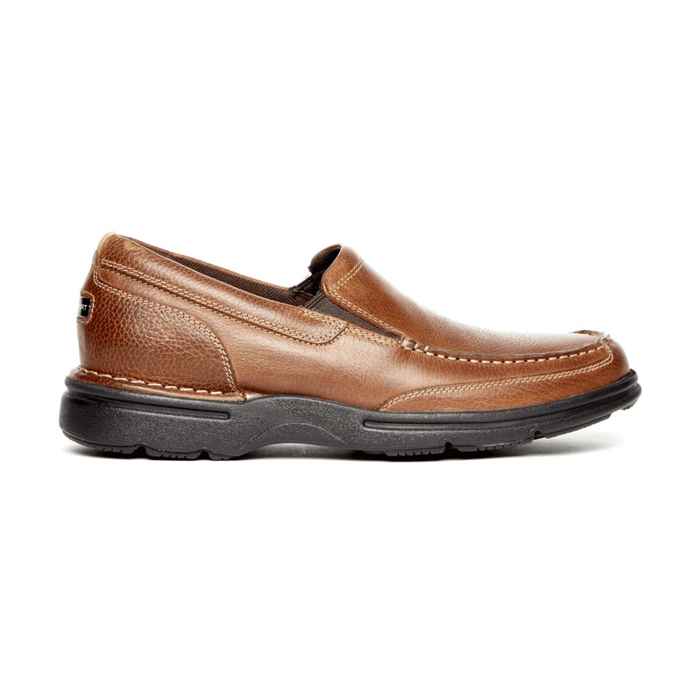 Rockport Men's Prowalker Eureka Plus Slip-On Walking Shoes - Brown - USA (2469PQNYB)